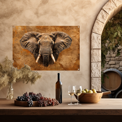 Indrukwekkend portret van een Afrikaanse olifant tuinposter