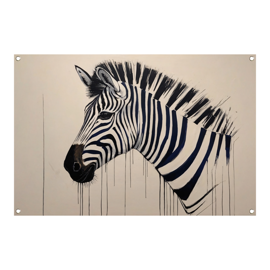 Abstract Zebra Portret in Monochrome Tinten tuinposter