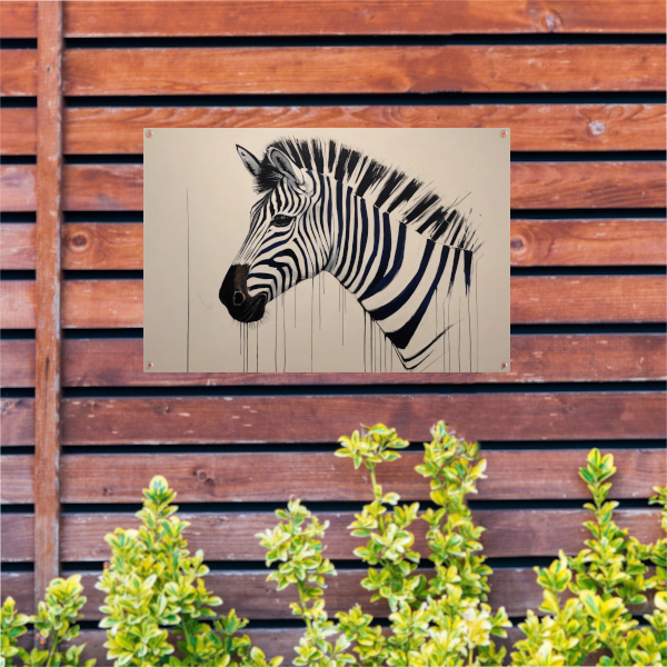 Abstract Zebra Portret in Monochrome Tinten tuinposter