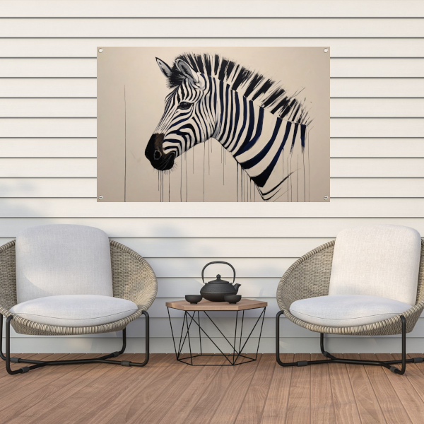 Abstract Zebra Portret in Monochrome Tinten tuinposter