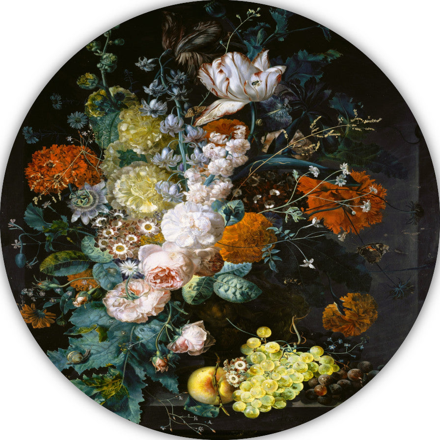 Vaas met bloemen - Margaretha Haverman aluminium muurcirkel