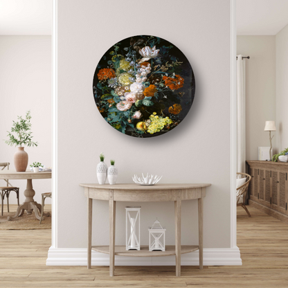 Vaas met bloemen - Margaretha Haverman aluminium muurcirkel