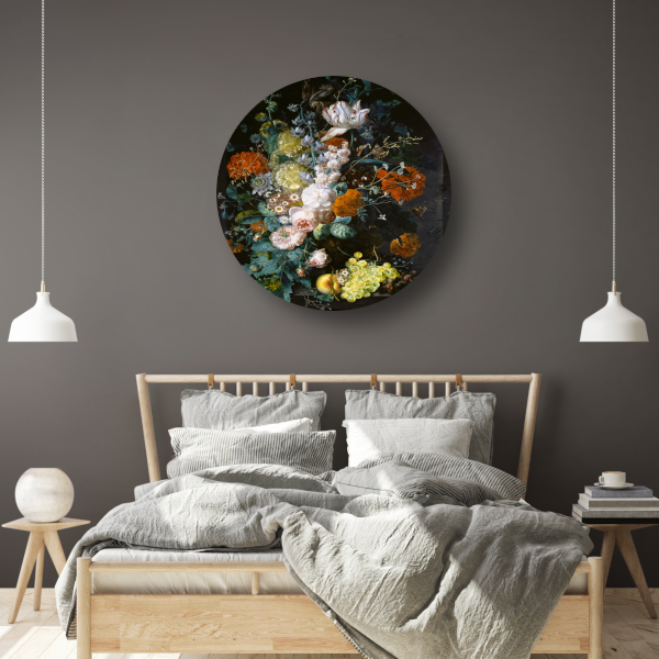 Vaas met bloemen - Margaretha Haverman aluminium muurcirkel