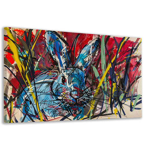 Kleurrijk abstract schilderij van een konijn canvas