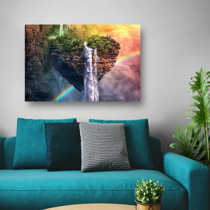 Surrealistische hartvormige rots met watervallen acrylglas