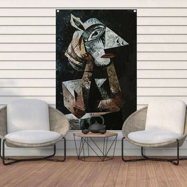 Kubistisch portret van een vrouw tuinposter