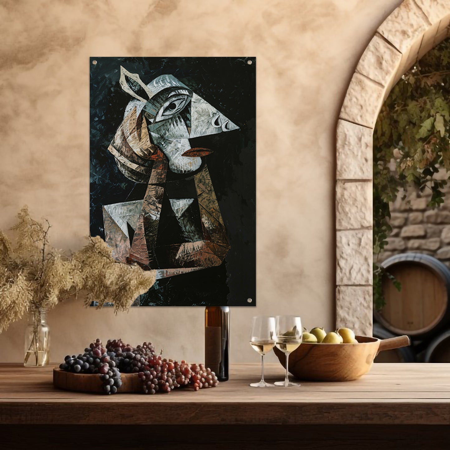 Kubistisch portret van een vrouw tuinposter