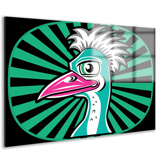 Kleurrijke vogel illustratie in moderne kunst acrylglas