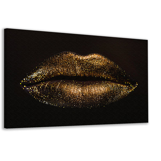 Gouden glitterlippen in close-up portret canvas