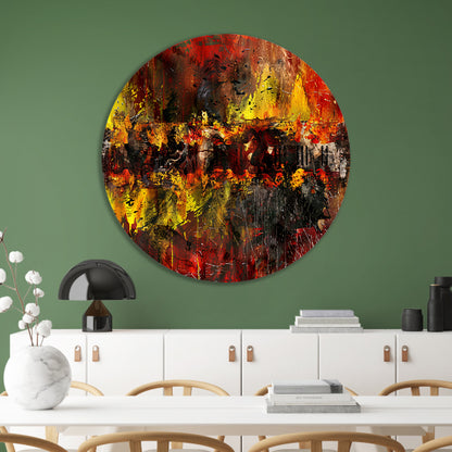 Dynamische abstracte kunst met vurige kleuren   forex muurcirkel