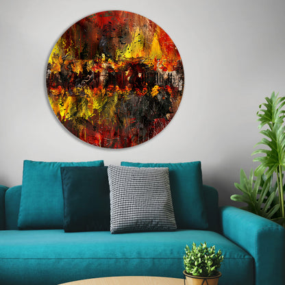 Dynamische abstracte kunst met vurige kleuren   forex muurcirkel