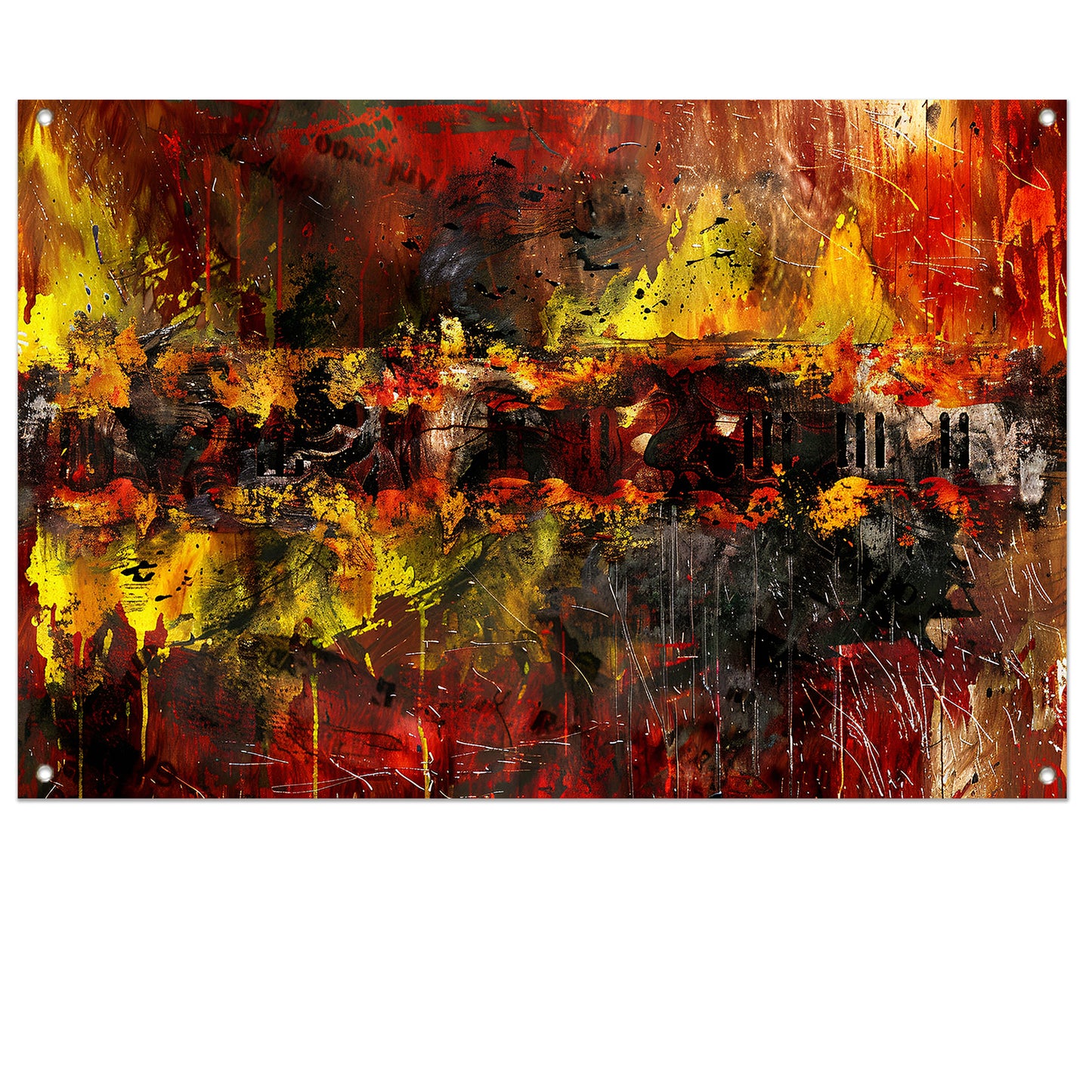 Dynamische abstracte kunst met vurige kleuren   tuinposter