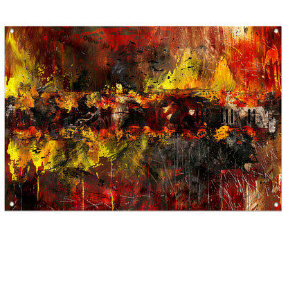 Dynamische abstracte kunst met vurige kleuren   tuinposter