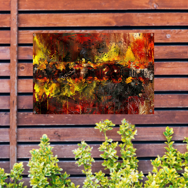 Dynamische abstracte kunst met vurige kleuren   tuinposter