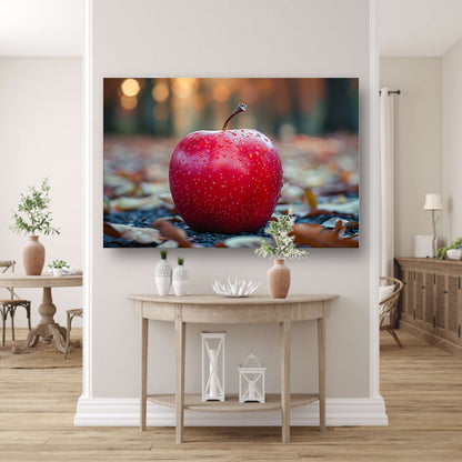 Rode Appel op Blad canvas