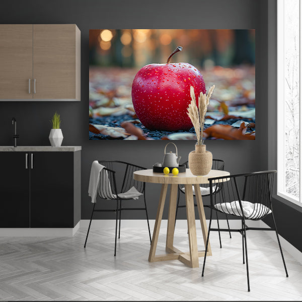 Rode Appel op Blad canvas