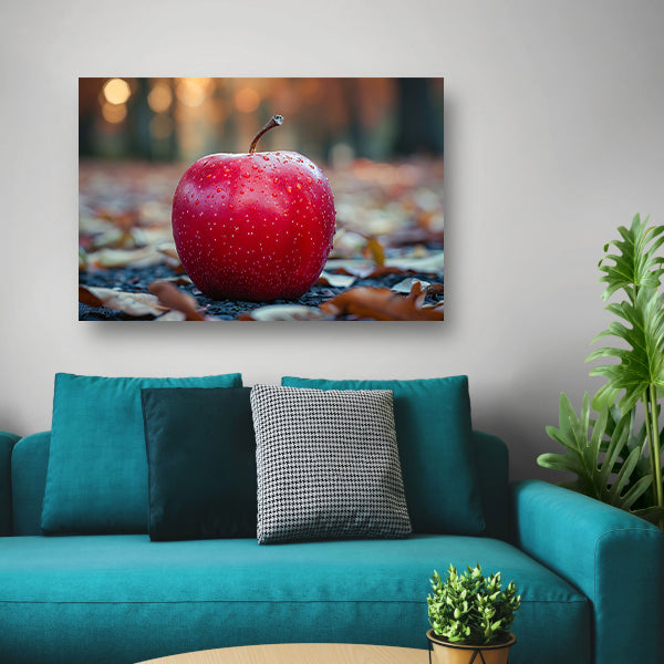 Rode Appel op Blad canvas