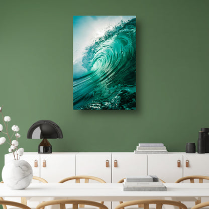 Dynamische oceaan golven met zonlicht poster