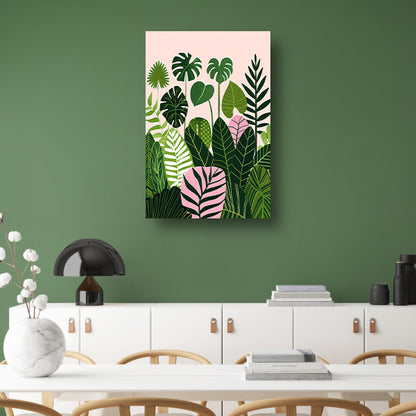 Kleurrijke digitale kunst van bladeren en planten canvas