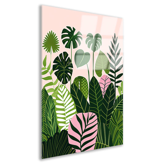 Kleurrijke digitale kunst van bladeren en planten acrylglas