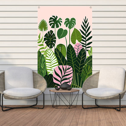 Kleurrijke digitale kunst van bladeren en planten tuinposter