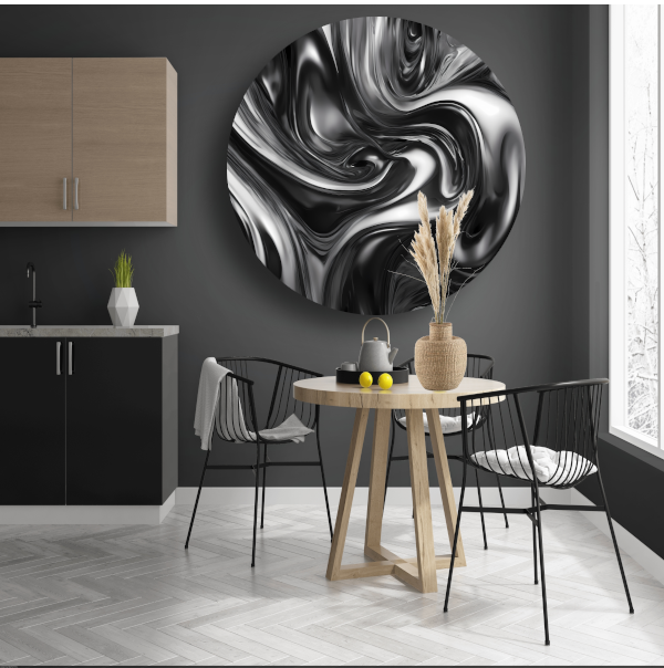 Zwart-witte Abstracte Vloeiende Patronen forex muurcirkel