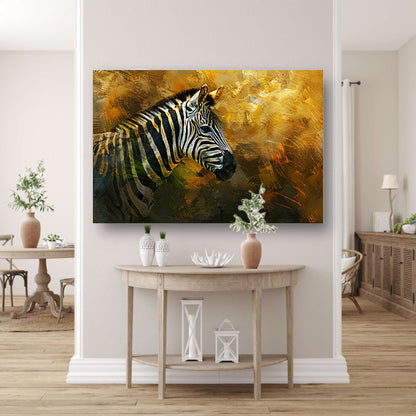 Zebra portret met abstracte achtergrond canvas