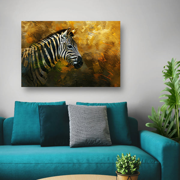 Zebra portret met abstracte achtergrond canvas