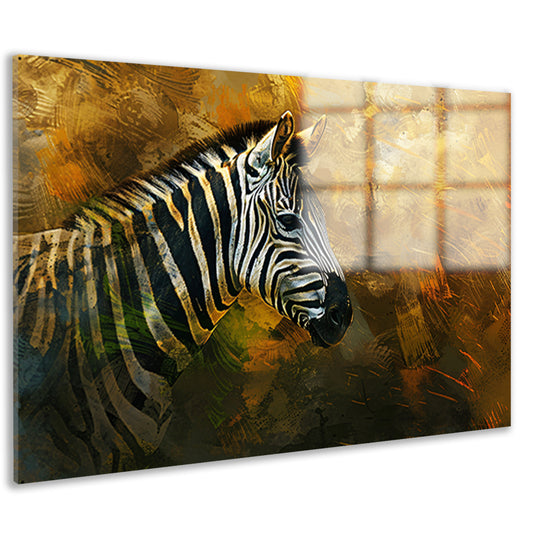 Zebra portret met abstracte achtergrond acrylglas