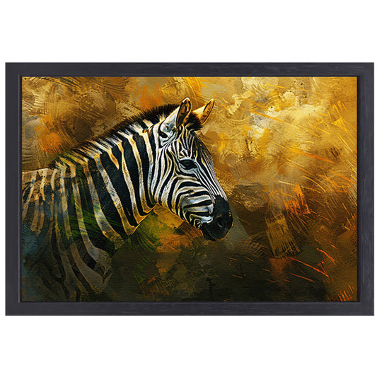 Zebra portret met abstracte achtergrond canvas met baklijst