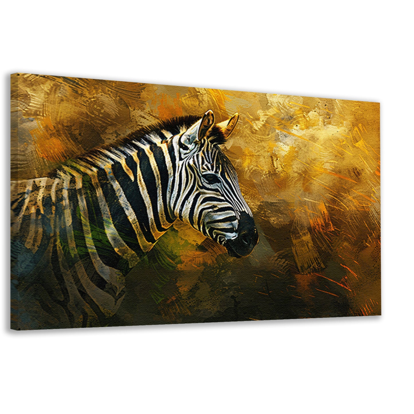 Zebra portret met abstracte achtergrond canvas