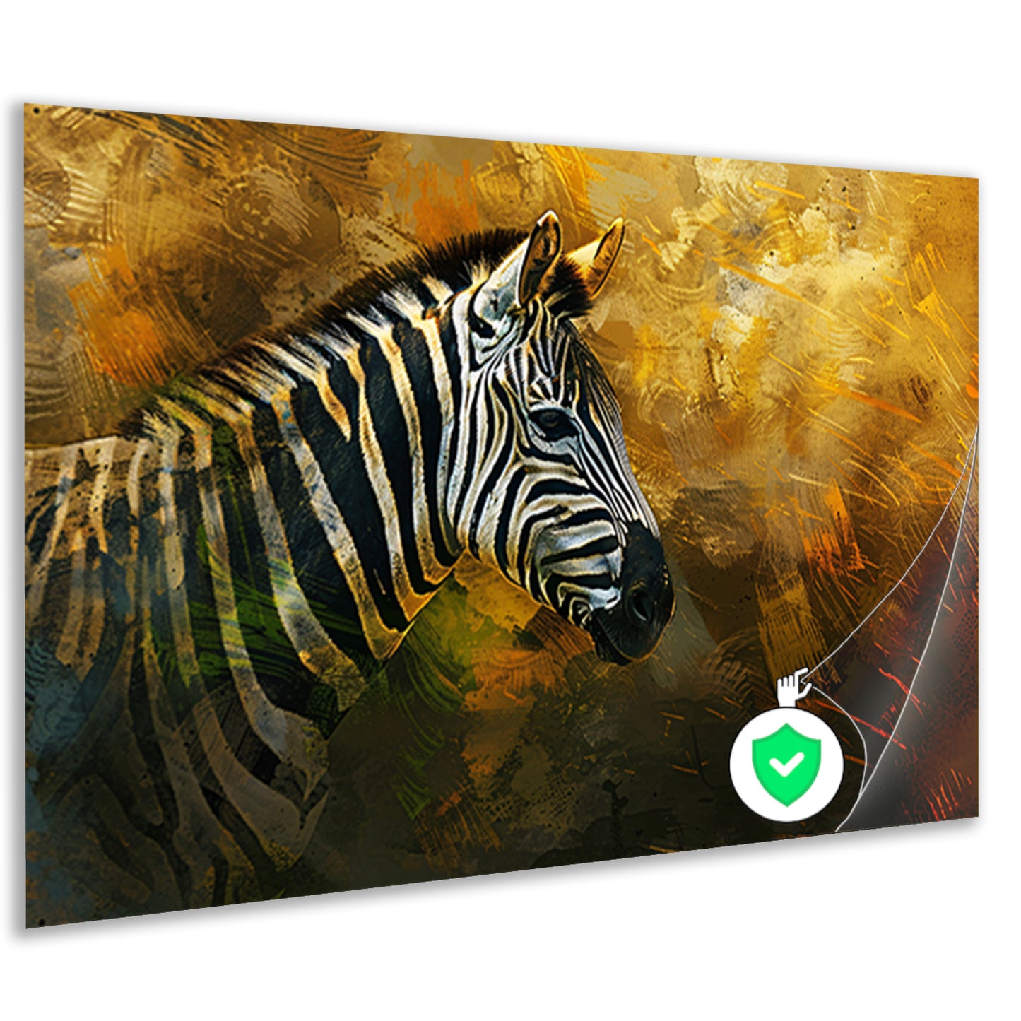 Zebra portret met abstracte achtergrond poster