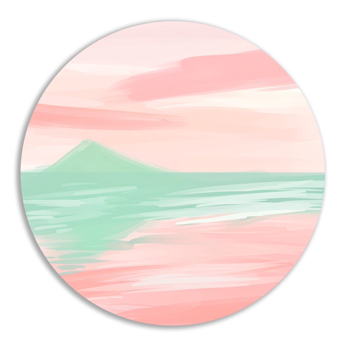 Abstract pastelkleurig berglandschap met water aluminium muurcirkel