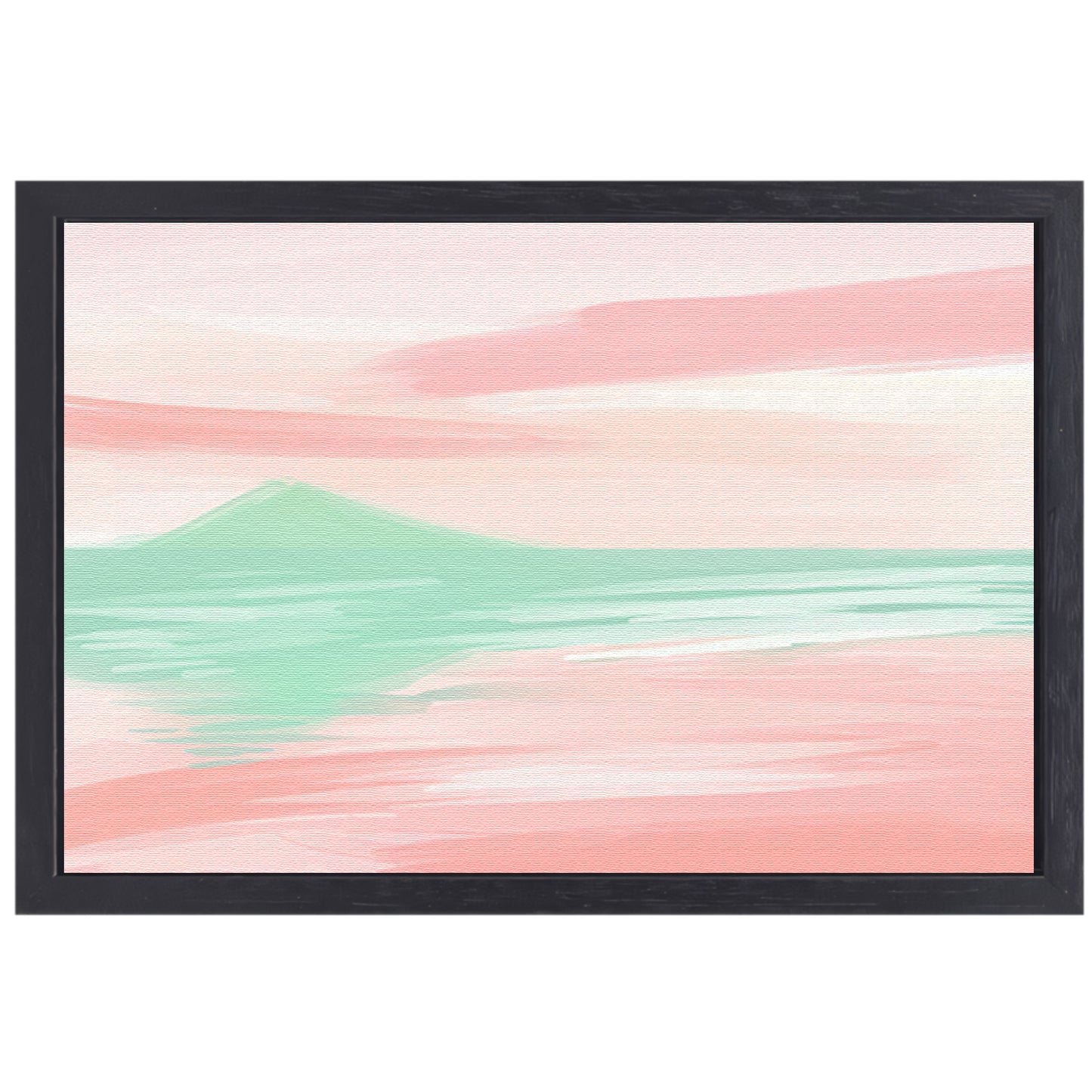 Abstract pastelkleurig berglandschap met water canvas met baklijst