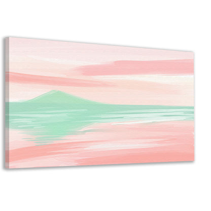 Abstract pastelkleurig berglandschap met water canvas