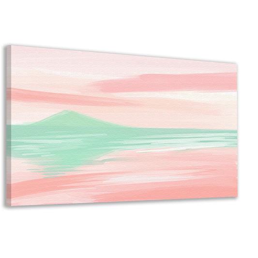 Abstract pastelkleurig berglandschap met water canvas