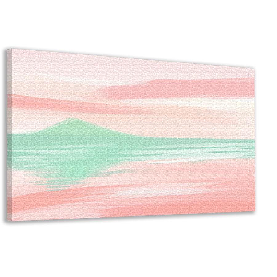 Abstract pastelkleurig berglandschap met water canvas