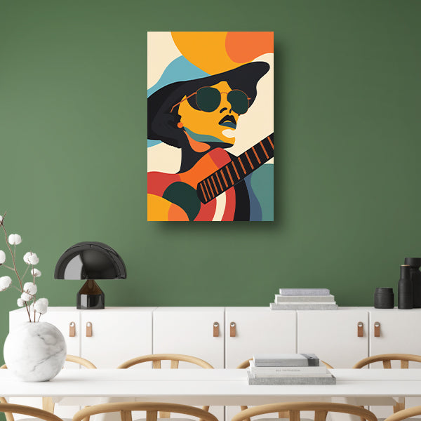 Abstract Muzikant met Kleurrijk Gitaar canvas