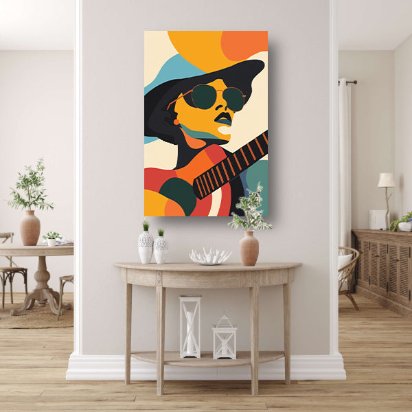 Abstract Muzikant met Kleurrijk Gitaar canvas