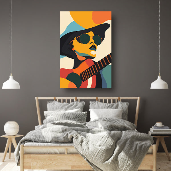 Abstract Muzikant met Kleurrijk Gitaar canvas