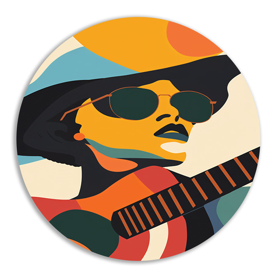 Abstract Muzikant met Kleurrijk Gitaar forex muurcirkel