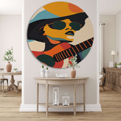 Abstract Muzikant met Kleurrijk Gitaar forex muurcirkel