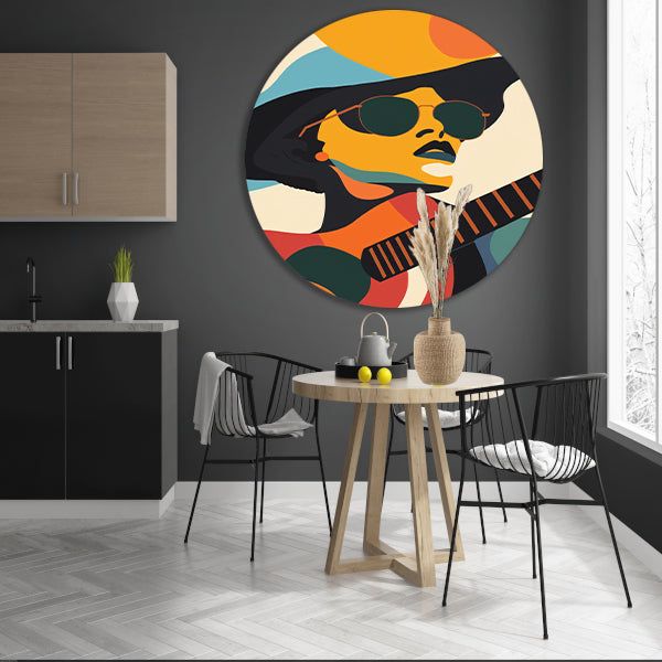 Abstract Muzikant met Kleurrijk Gitaar forex muurcirkel