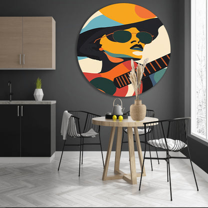 Abstract Muzikant met Kleurrijk Gitaar forex muurcirkel