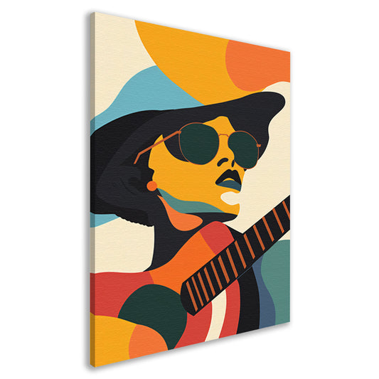 Abstract Muzikant met Kleurrijk Gitaar canvas
