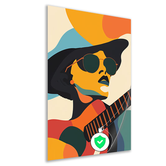 Abstract Muzikant met Kleurrijk Gitaar poster