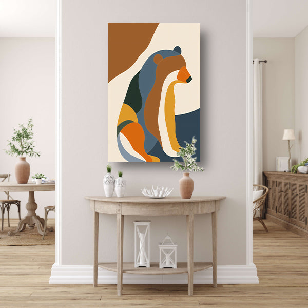 Abstracte Beer in Kleurrijke Geometrie canvas