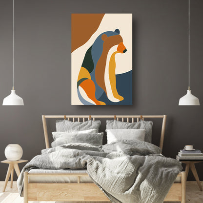Abstracte Beer in Kleurrijke Geometrie canvas