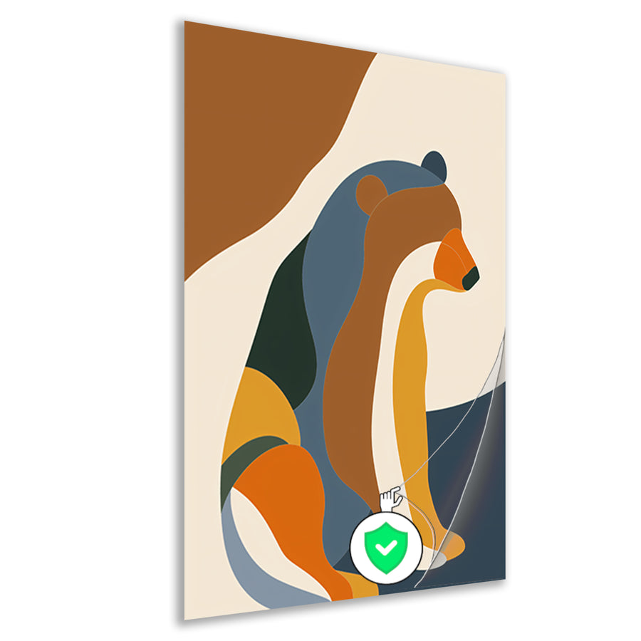 Abstracte Beer in Kleurrijke Geometrie poster