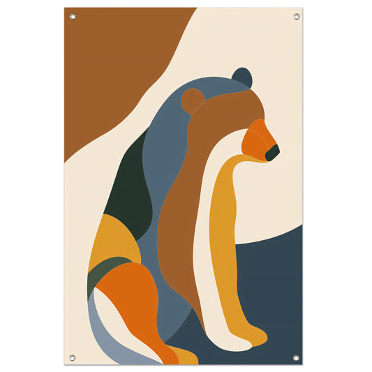Abstracte Beer in Kleurrijke Geometrie tuinposter